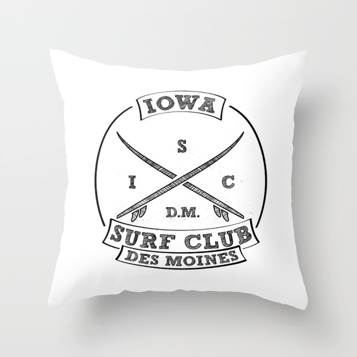 Iowa Surf Club Throw Pillow