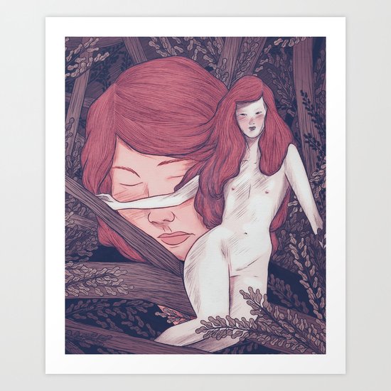 girl in the woods Art Print
