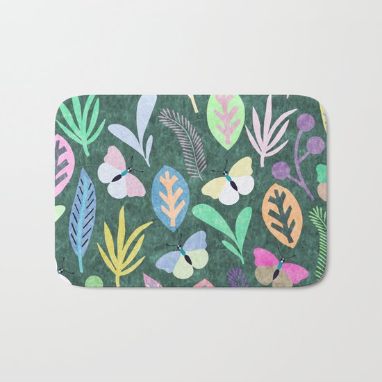 Flower and Butterfly IV Bath Mat