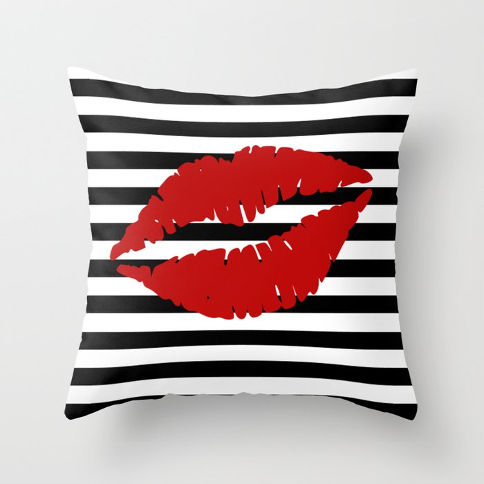 Red Lips 2 Throw Pillow