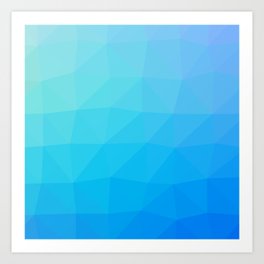 Triangle Geometry Shapes Surface Blue Gradient Art Print