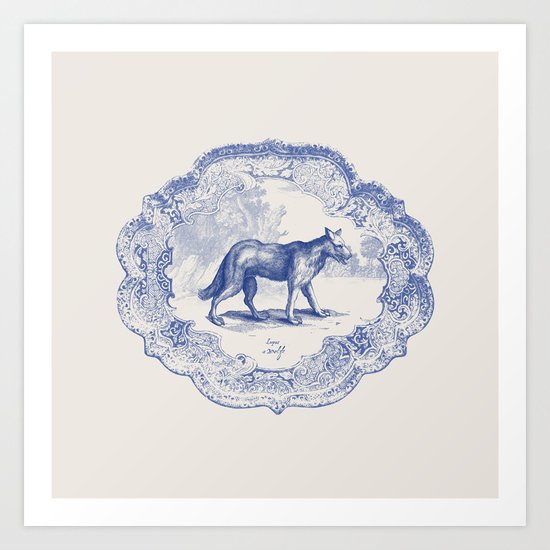 DelftWare Wolf Art Print