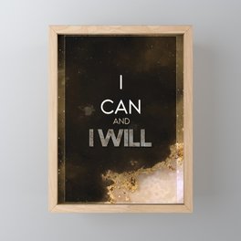 I Can and I Will Black and Gold Motivational Art Framed Mini Art Print