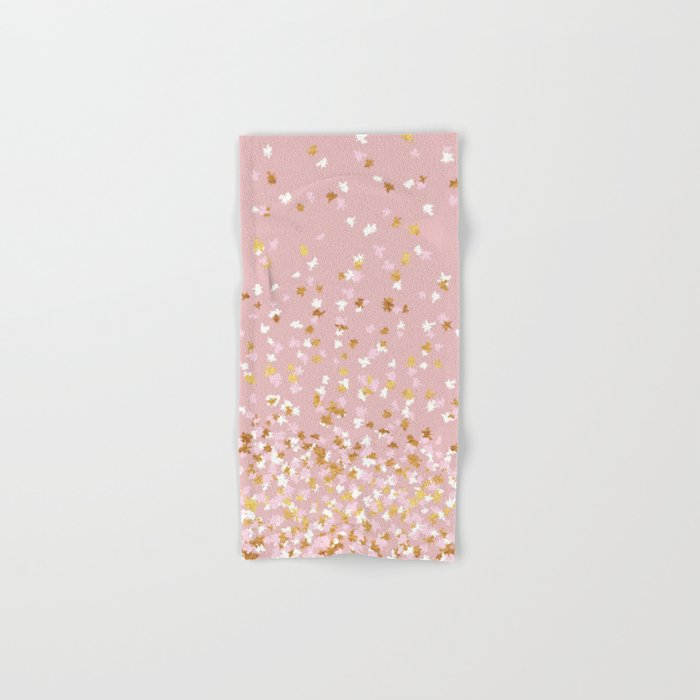 Floating Confetti - Pink Blush and Gold Hand & Bath Towel