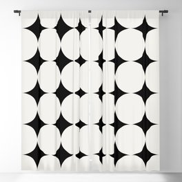 Circular Minimalism - Black & White Blackout Curtain