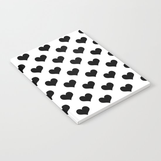 White Black Hearts Minimalist Notebook