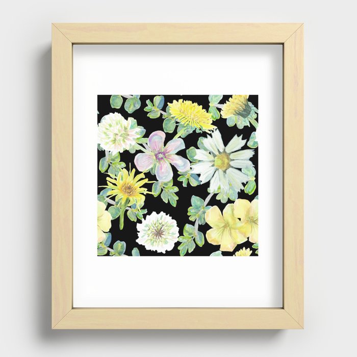 Spring Floral Mix on black Recessed Framed Print