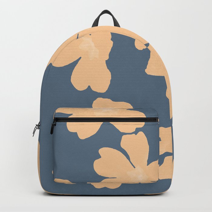 Backpack Nude primroses floral pattern on blue | society6.com
