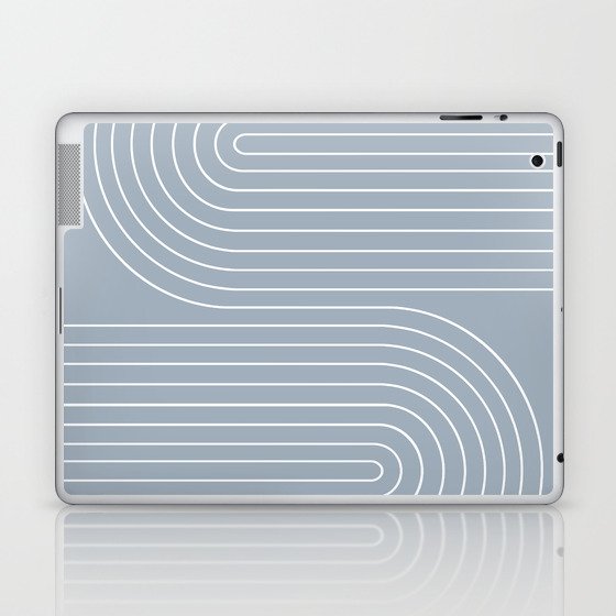Minimal Line Curvature LXXVII Natural Blue Mid Century Modern Arch Abstract Laptop & iPad Skin