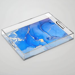 Atmospheric Blue + Gold Abstract Skyview Acrylic Tray