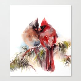 Cardinal Birds Couple Canvas Print