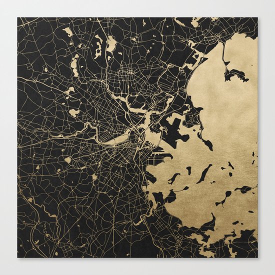 Boston Gold and Black Invert Canvas Print
