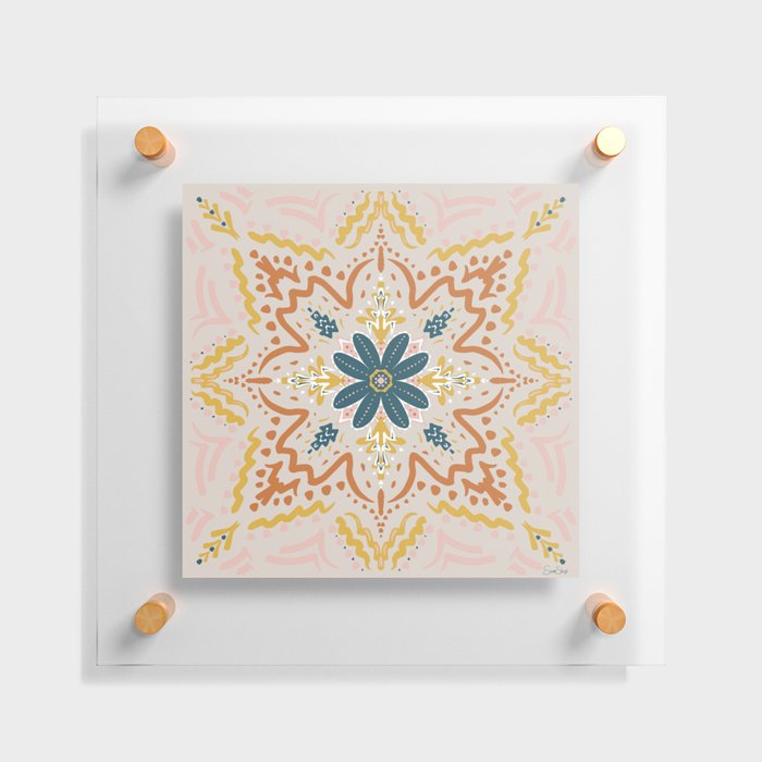 Mandala - Pink and yellow Floating Acrylic Print