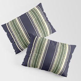 Navy blue and sage green stripes Pillow Sham