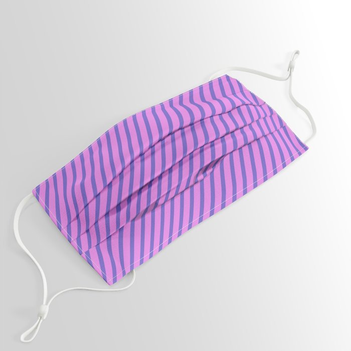 Slate Blue and Violet Colored Striped/Lined Pattern Face Mask