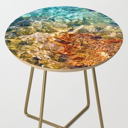 Abstract Water Photography With Clorful Volcanic Rock Side Table