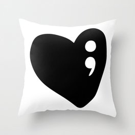 Semicolon Heart for mental health awareness Throw Pillow | Anxiety, Warrior, Survivor, Awareness, Semi Colon, Graphicdesign, Mentalhealth, Semicolon, Love, Depression 