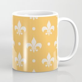 Silver Fleur De Lis pattern on yellow background Mug