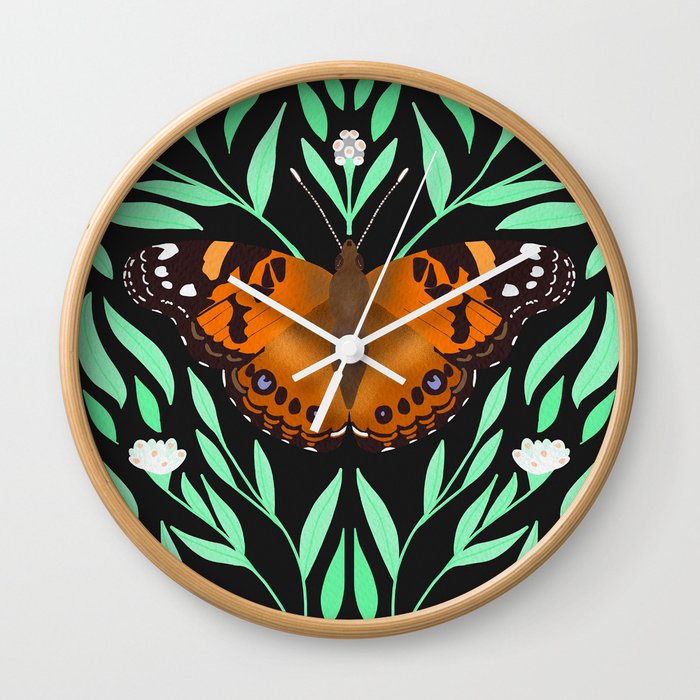 American Painted Lady - Charcoal Wall Clock