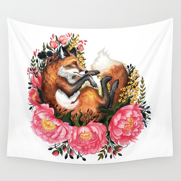 Flora and Fauna Fox Wall Tapestry