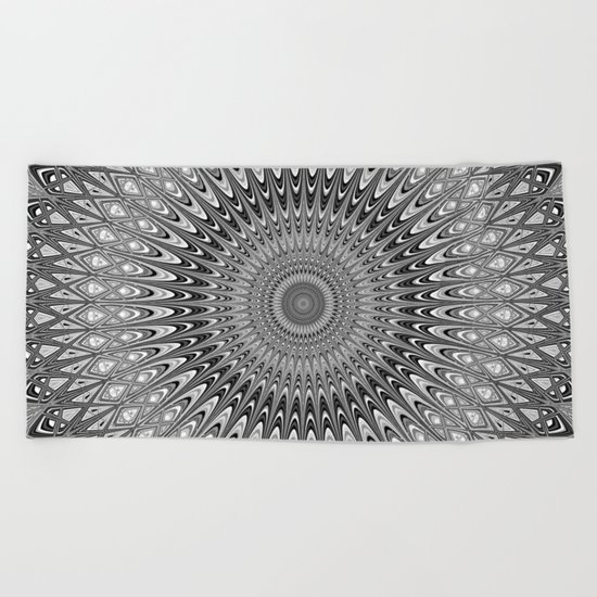 Grey mandala Beach Towel