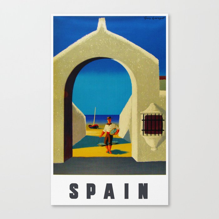 Vintage Spain Travel - Fisherman Canvas Print