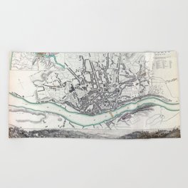 Oporto 1833 Vintage pictorial map Beach Towel