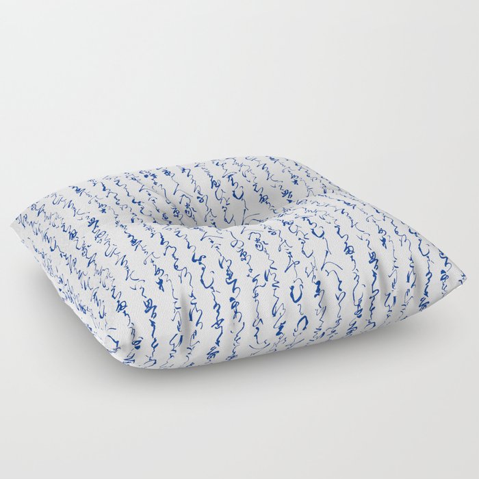 Ancient Japanese Calligraphy Dark Blue Floor Pillow