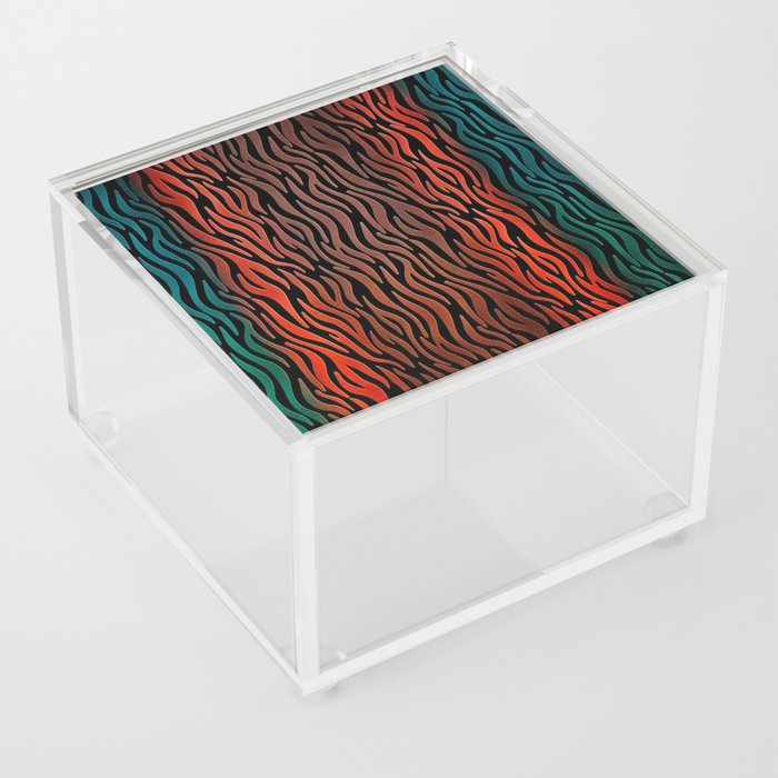 Southwestern Colorstream I - teal, red, taupe abstract Acrylic Box