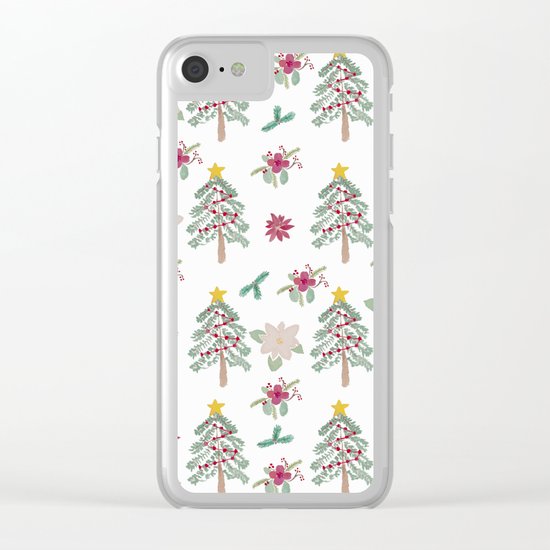 Christmas Pattern Clear iPhone Case
