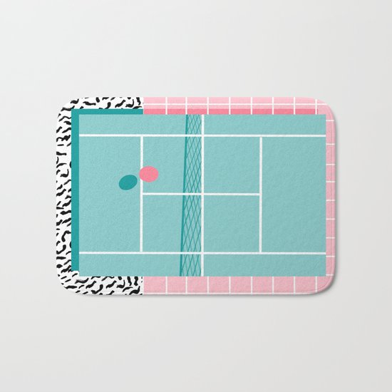 Baller - tennis sports retro pastel palm springs vacation athlete full court memphis style throwback Bath Mat