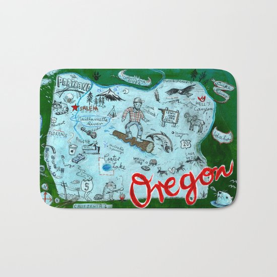 Map of Oregon Bath Mat
