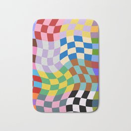 colorful wavy checkerboard Bath Mat