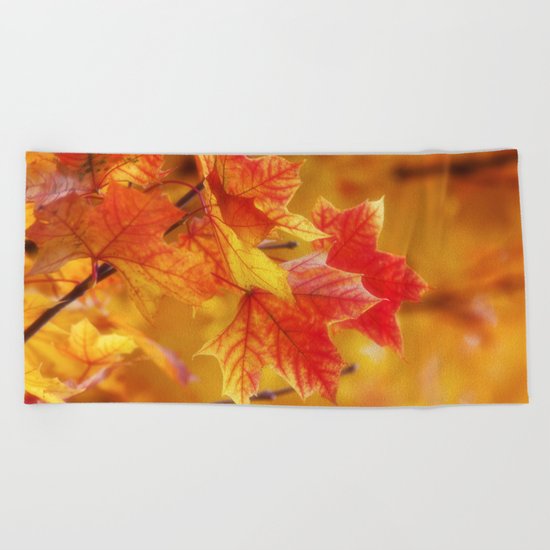 Colorful Leaves Beach Towel