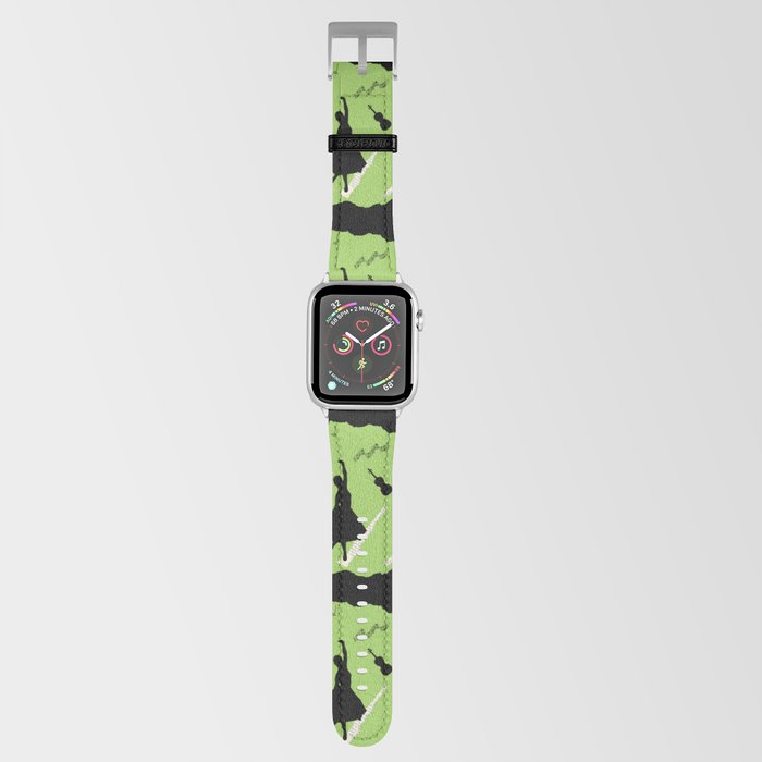 Two ballerina figures in black on green paper Apple Watch Band