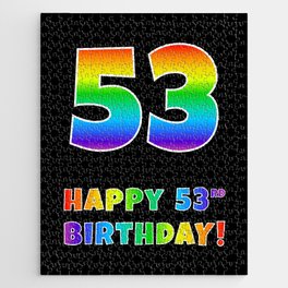[ Thumbnail: HAPPY 53RD BIRTHDAY - Multicolored Rainbow Spectrum Gradient Jigsaw Puzzle ]