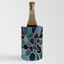 Festive, Floral Prints, Navy Blue, Teal and Gold Wine Chiller