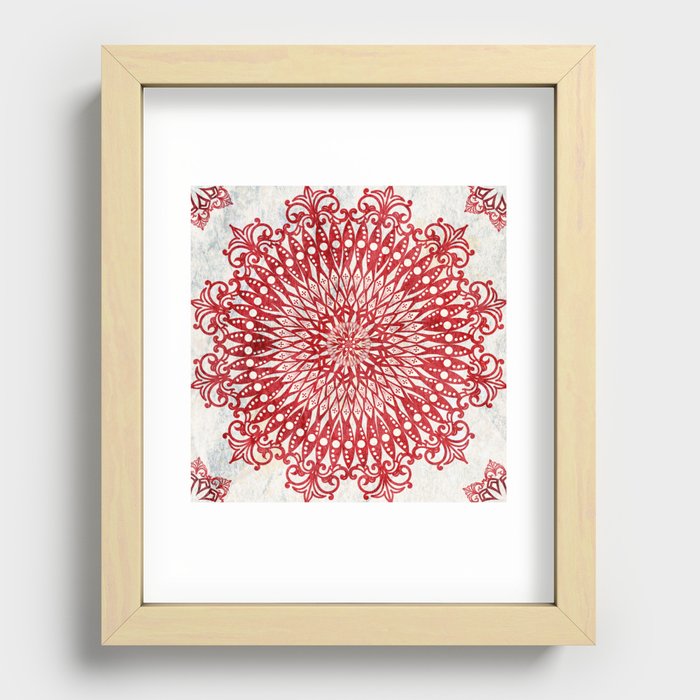 Vintage Red Mandala Recessed Framed Print