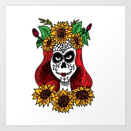 Dia de los Muertos Art Print | Mexico, Diadelosmuertos, Flower, Flowering, Graphicdesign, Sunflower, Mexican, Rose, Digital, Bloom 