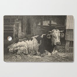 Normandy Bull Black & White Vintage Illustration Cutting Board