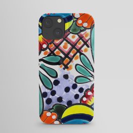 Colorful Talavera, Yellow Accent, Large, Mexican Tile Design iPhone Case