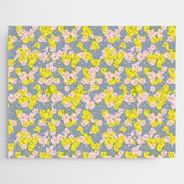 Pastel Spring Flowers Mini Green Jigsaw Puzzle