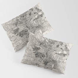 Lusaka, Zambia - Black and White City Map Pillow Sham