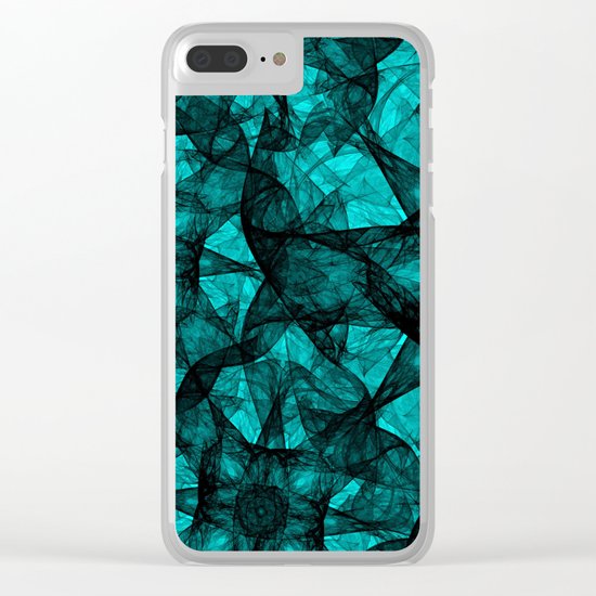 Fractal Art Turquoise G52 Clear iPhone Case