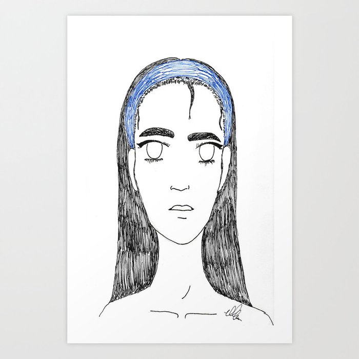 Girl with Blue Headband Art Print