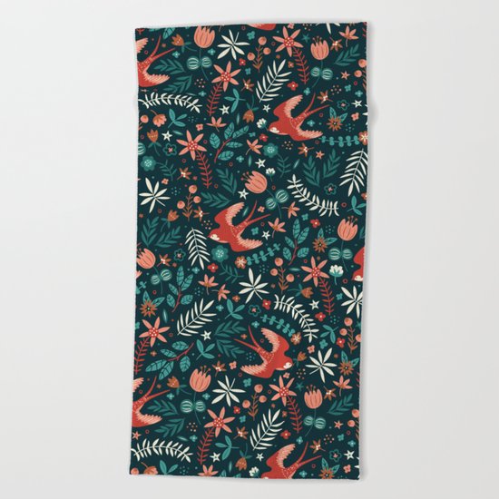 Flying Swallows Beach Towel