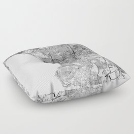 Los Angeles White Map Floor Pillow