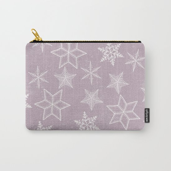 Snowflakes on pink background Carry-All Pouch