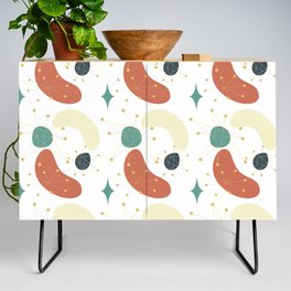 Mid Century Modern Abstract Pattern 22 in Teal, Orange, Yellow and Cream Credenza