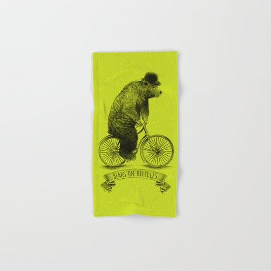 Bears on Bicycles (Lime) Hand & Bath Towel